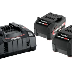 METABO - Set De Base 2 X Batteries Li-Power 18 V/5,2 Ah + Chargeur Rapide ASC 145 | Kit Batterie et Chargeur pour Outils sans Fil