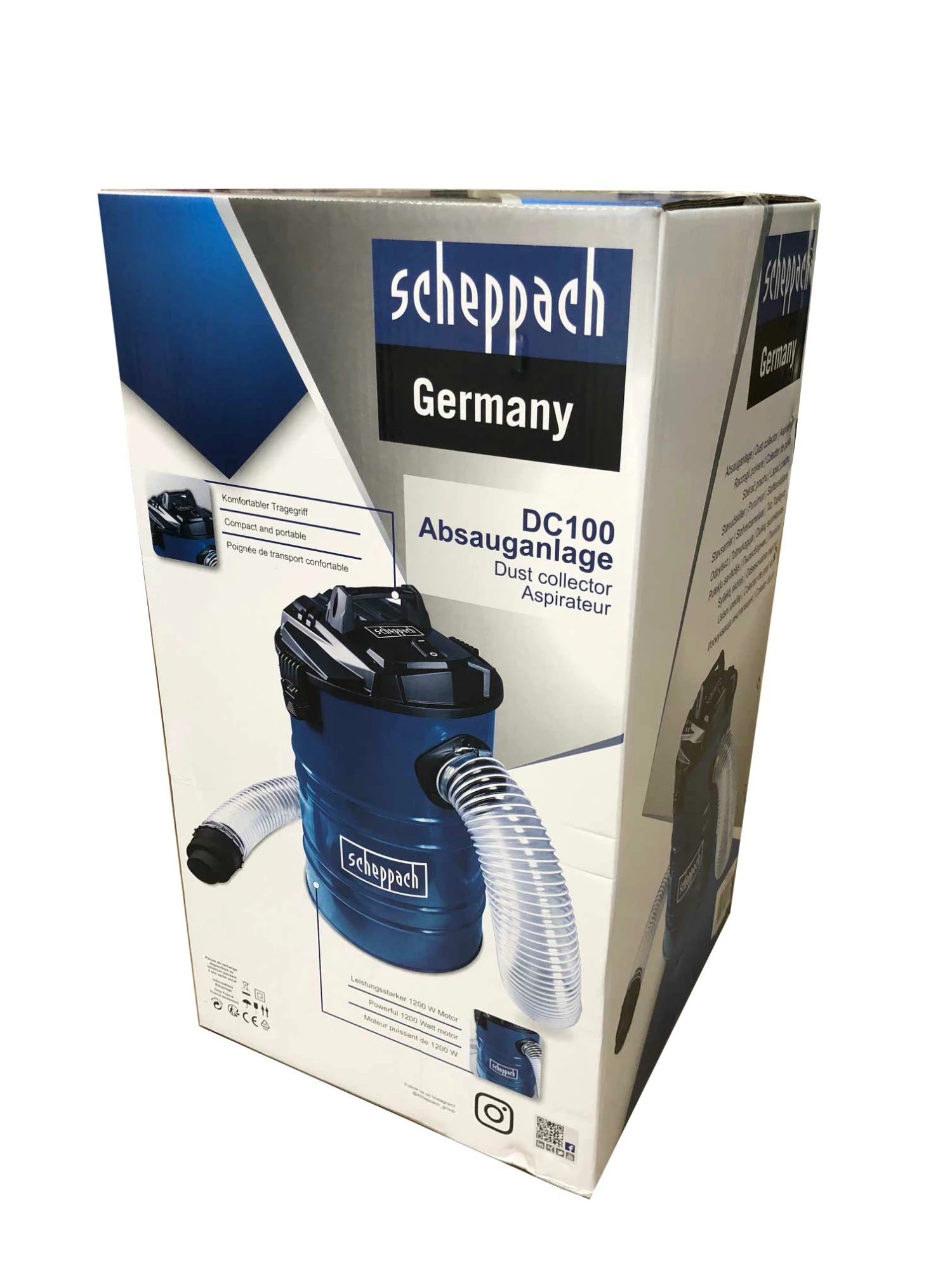 SCHEPPACH DC100 Aspirateur Tonneau 65 L - Puissant 215 M3/h - Lot d'Adaptateurs Inclus – Image 4