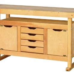 OUTIFRANCE - Établi Bois à Caisson 1500x500 mm avec 2 Portes et 4 Tiroirs - Outillage Professionnel