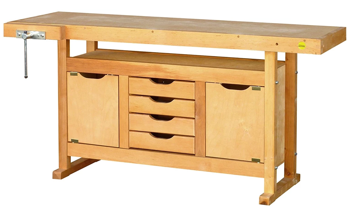 OUTIFRANCE - Établi Bois à Caisson 1500x500 mm avec 2 Portes et 4 Tiroirs - Outillage Professionnel