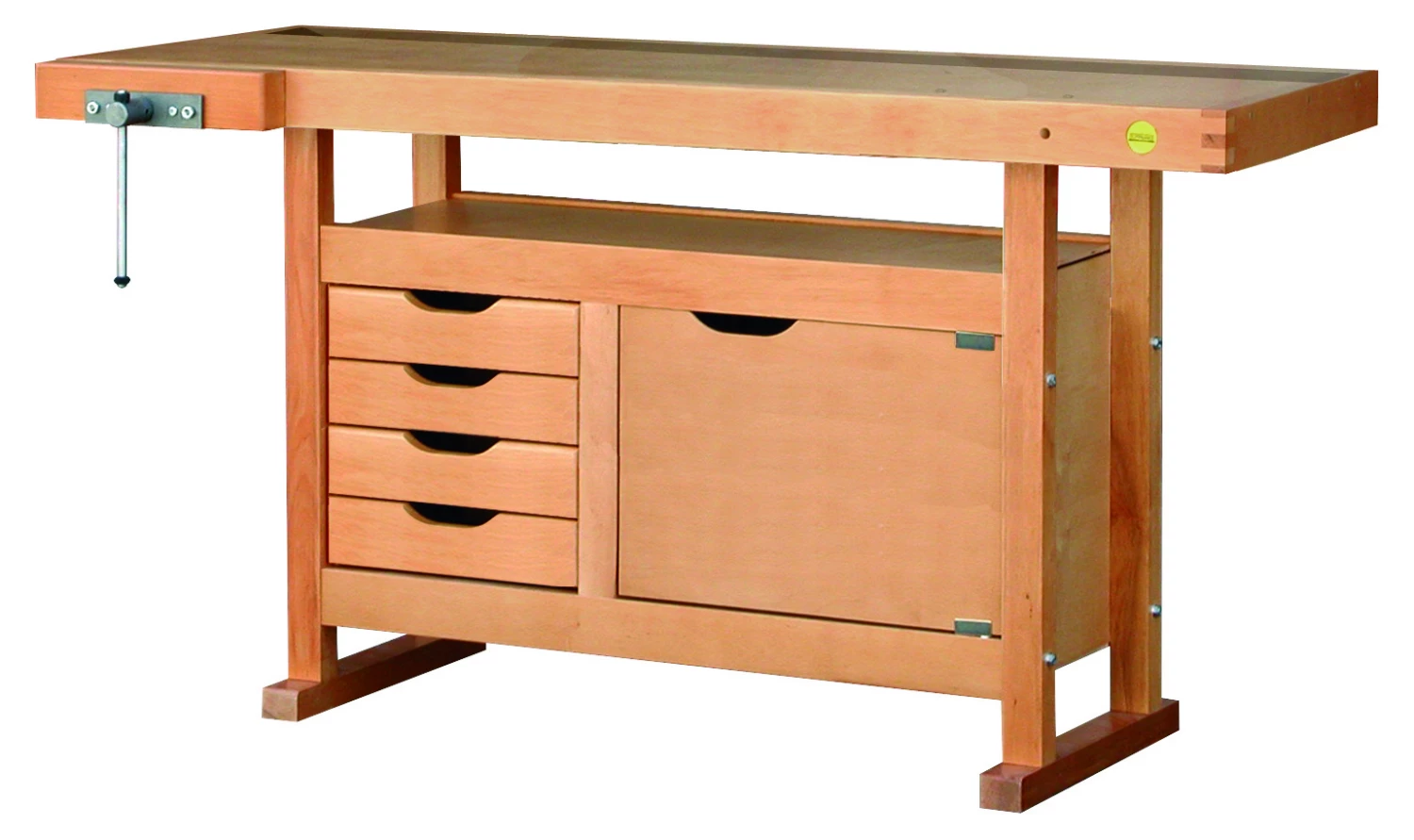 OUTIFRANCE Établi Bois à Caisson 150x50 cm avec 1 Porte et 4 Tiroirs pour Outillage