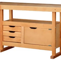 Établi Bois à Caisson OUTIFRANCE 1500x500 mm - 1 Porte / 3 Tiroirs - Outillage Professionnel