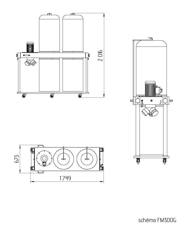 HOLZPROFI MAKER - FM300G Aspirateur à Copeaux D'Atelier 230V, 2 x 160 Litres, Débit 3900 M³/h - Idéal pour Bois, Métal, Bâtiment, Jardin – Image 5