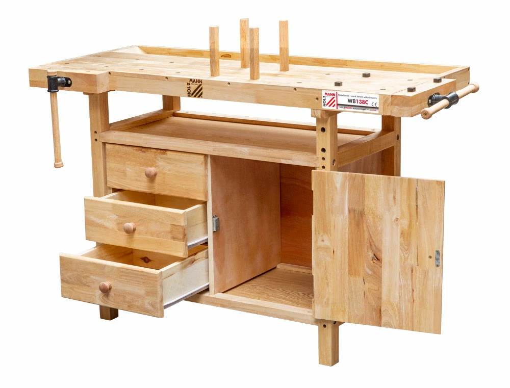HOLZMANN WB138C - Établi en Bois Massif 1380 mm avec 3 Tiroirs | Outillage Professionnel – Image 2