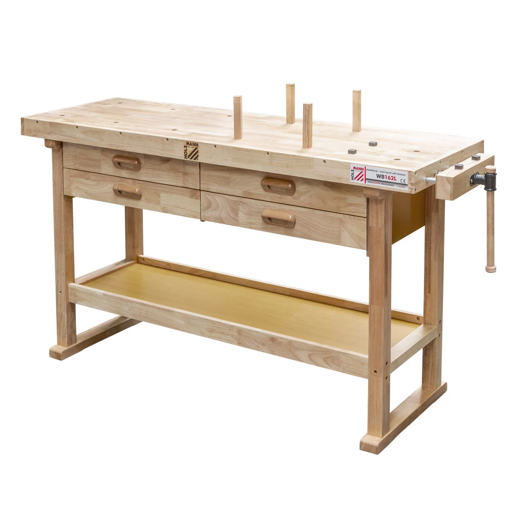 HOLZMANN WB162L - Établi Bois Massif 1640 mm - 4 Tiroirs - Charge 150 kg - Outillage à Main