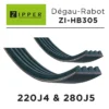 Kit de 2 Courroies de Rechange ZI-HB305 pour Dégau-Rabot Zipper - 220 mm J4 & 280 mm J5