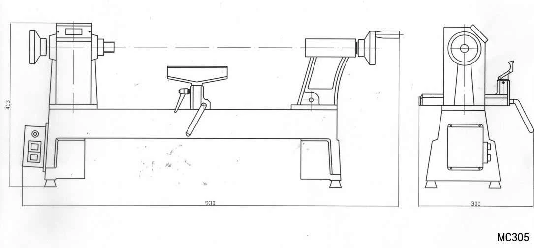 HOLZPROFI - MC305 Tour à Bois D'Etabli 230V 375W - Entre-pointes 406 mm - Machine à Bois Professionnelle – Image 5