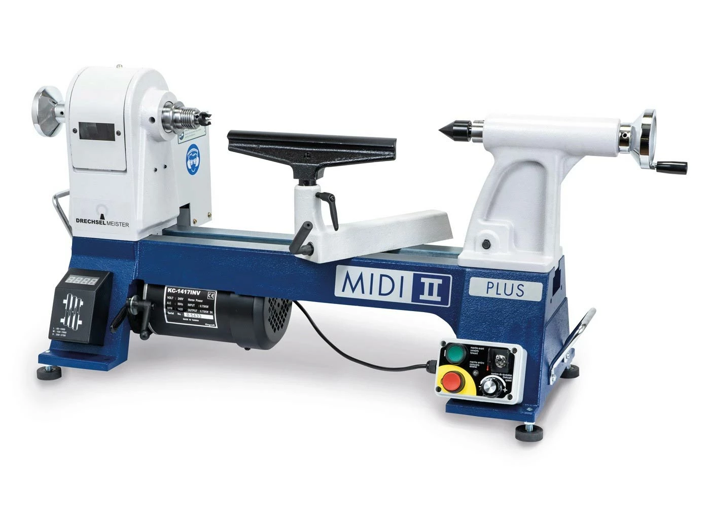 Tour à Bois DRECHSELMEISTER MIDI 2 PLUS - Mini Tour à Bois Massif D'établi 400 mm avec Convertisseur de Fréquence - Idéal pour Bois, Métal, Bâtiment, Jardin