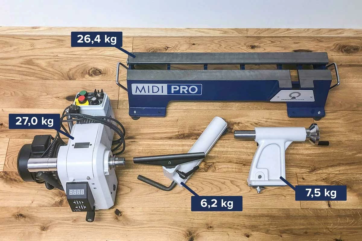 DRECHSELMEISTER - MIDI PRO - Tour à Bois Modulaire 450 mm avec Poupée Principale Pivotante et Mobile - 735 W – Image 8