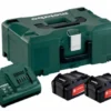 Pack Énergie Metabo - 2 Batteries 18V Li-Power 4.0 Ah, 1 Chargeur ASC 30-36V + 1 Métaloc