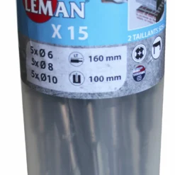 LEMAN - Pack De 15 Forets SDS+ à 2 Taillants Béton - Perçage Professionnel