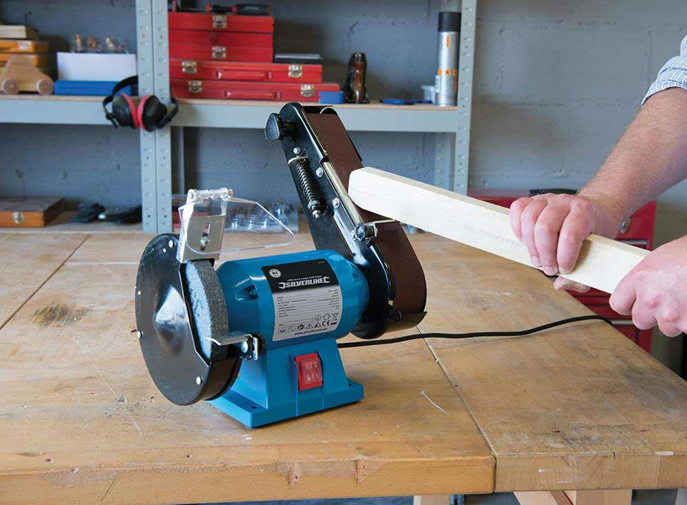 Silverline - Touret à Meuler et Ponceuse à Bande Combinés 240 W - Machine Polyvalente pour Bois et Métal – Image 5