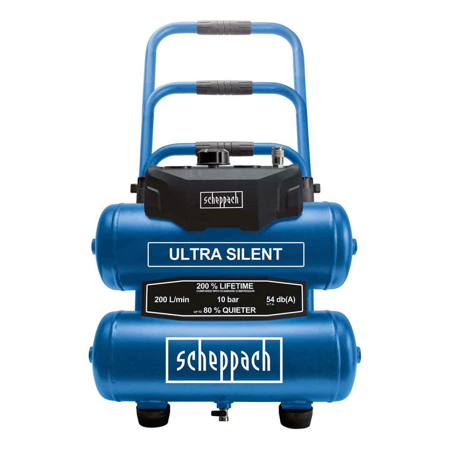 SCHEPPACH - HC20Si-Twin - Compresseur Super Silencieux 20 Litres - 200 L/min - 750 W - Idéal Bois, Métal, Bâtiment, Jardin – Image 2