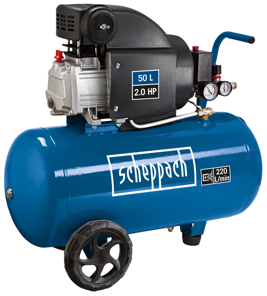 Scheppach HC54 Compresseur d'Air 230V 50Hz 1500W - 50L - Compresseur Électrique Puissant pour Bâtiment, Bois, Métal et Jardin