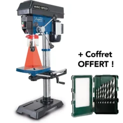 SCHEPPACH DP18Vario Perceuse à Colonne 550W, Mandrin 16mm, Vitesse Variable + Coffret De Mèches OFFERT