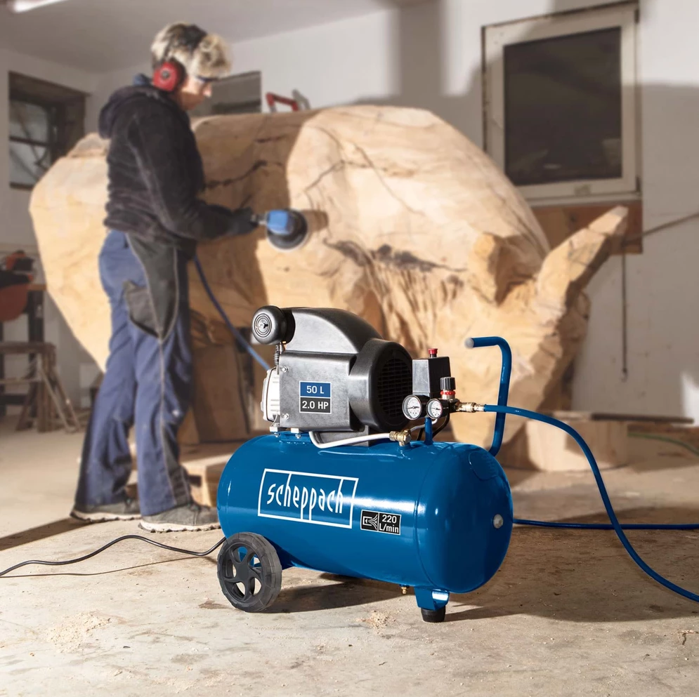 Scheppach HC54 Compresseur d'Air 230V 50Hz 1500W - 50L - Compresseur Électrique Puissant pour Bâtiment, Bois, Métal et Jardin – Image 3
