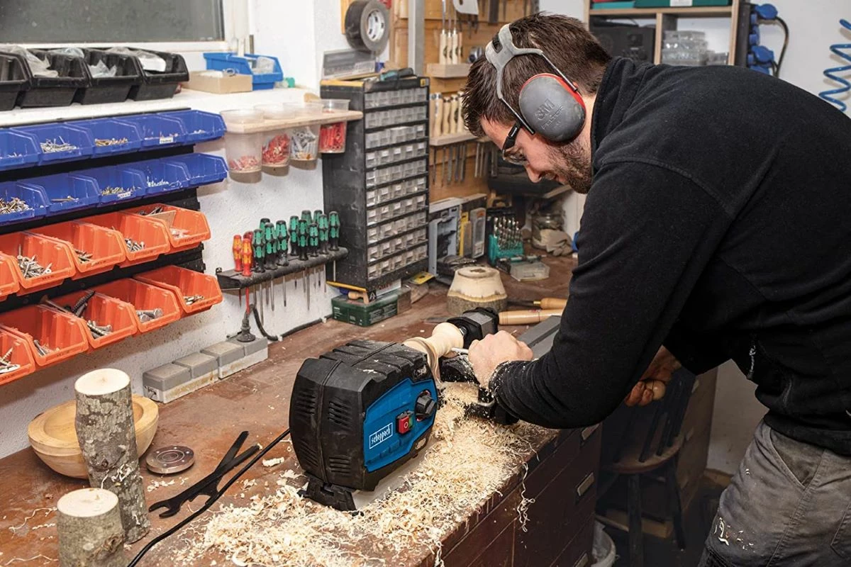 SCHEPPACH DM600VARIO Tour à Bois D'Etabli Avec Variateur Electronique 550 W - Entre-Pointes 600 mm - Idéal pour Travail du Bois – Image 7