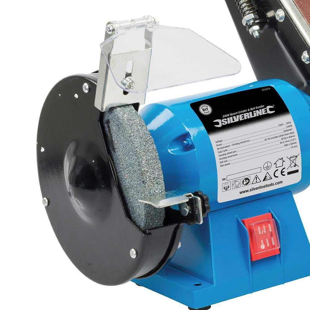 Silverline - Touret à Meuler et Ponceuse à Bande Combinés 240 W - Machine Polyvalente pour Bois et Métal – Image 4