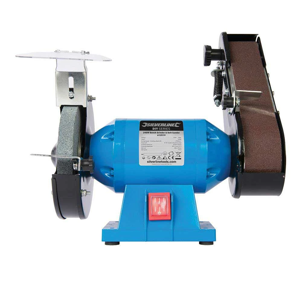 Silverline - Touret à Meuler et Ponceuse à Bande Combinés 240 W - Machine Polyvalente pour Bois et Métal – Image 2