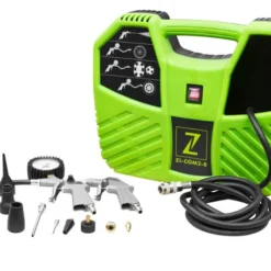 ZIPPER ZI-COM2-8 Compresseur d'Air Portatif Sans Huile 230V 1100W, 8 Bar Max avec Set d'Accessoires