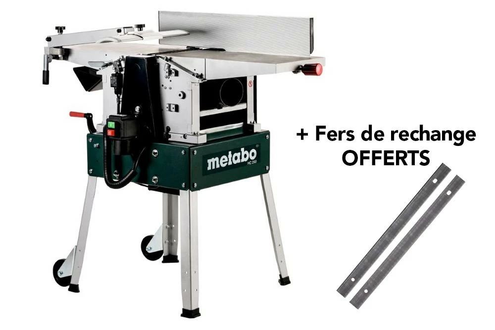 METABO HC 260 C Raboteuse 230V 2200W - Dégauchisseuse-Raboteuse Professionnelle avec Jeu De Lames OFFERT