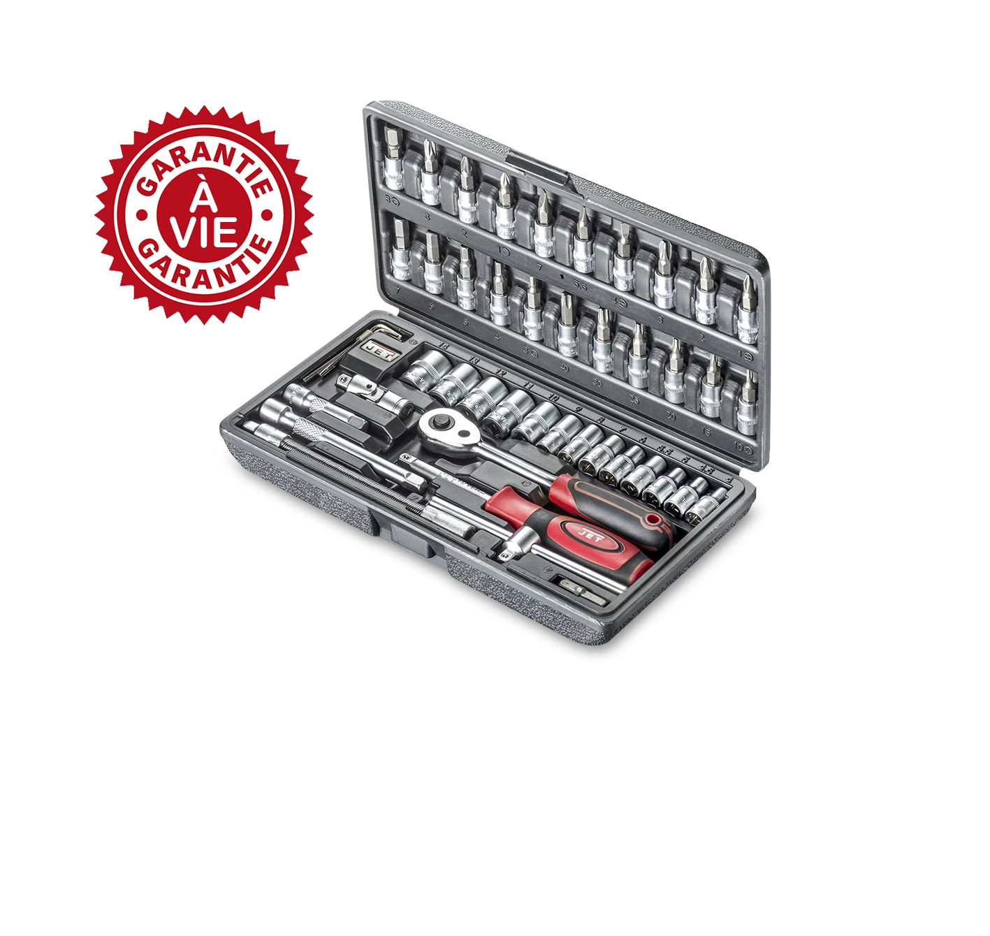 JET – X-546B Coffret De Douilles 1/4 (46 Pièces) - Set de Douilles Professionnel pour Métal et Bois